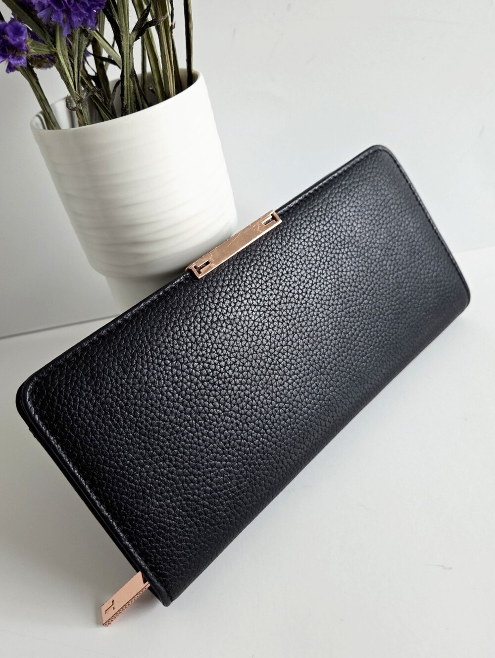 Ted Baker London Black Leather Zip Around Long Wallet With Rose Gold Hardware - Picture 15 of 16